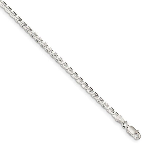 3.1mm Sterling Silver Solid Flat Cuban Anchor Chain Anklet, 9 Inch - Picture 1 of 6